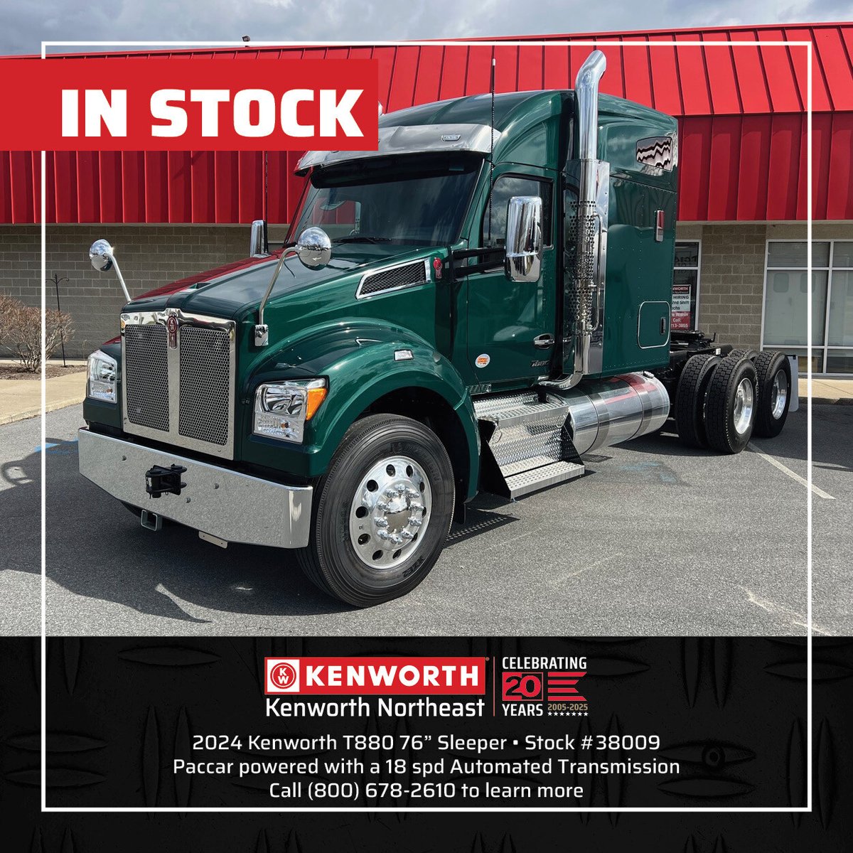 This T880 76" Sleeper is Paccar powered and paired with the Paccar TX-18 automated transmission for a smooth and reliable ride. We've got multiple in stock - a great fleet option! #kenworthne #T880forsale

📷View Details: hubs.la/Q03tBr550
📞 Call 1 (800) 678-2610