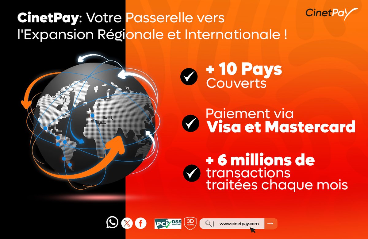 Que vous visiez l'Afrique de l'Ouest, le continent entier ou le monde, notre solution de paiement simplifie vos transactions transfrontalières.
📞 Parlez à un expert dès aujourd'hui :  bit.ly/4jesWBh