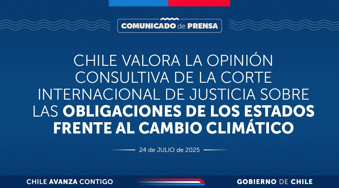 Minrel_Chile's tweet image. 📄 | Chile valora la opinión consultiva de la Corte Internacional de Justicia sobre las obligaciones de los Estados frente al cambio climático.
Más detalles: ow.ly/AjhG50WuMEV