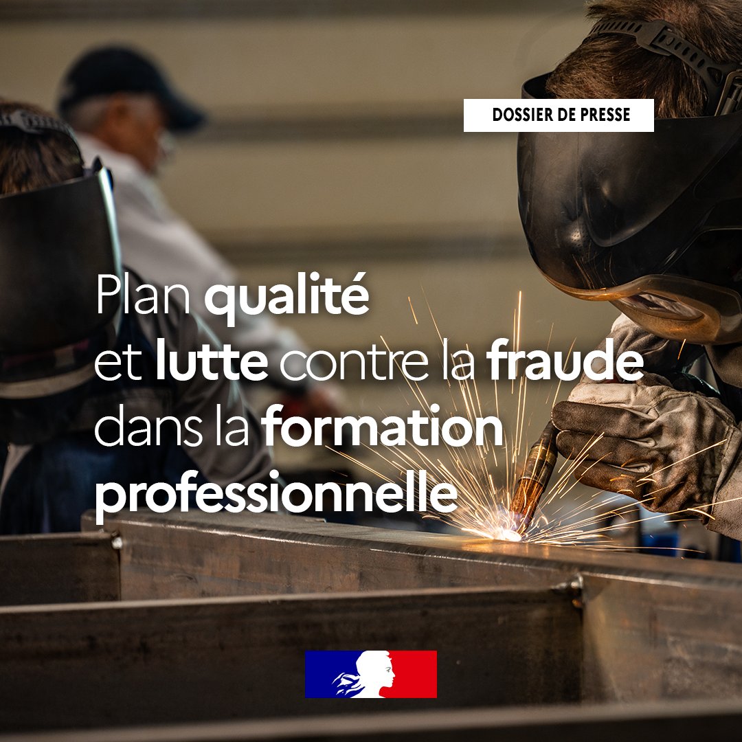 Plan qualité et lutte contre la fraude dans la #FormationProfessionnelle 

4 axes d'action : 

• Renforcer la qualité des formations
• Mieux informer et protéger les jeunes et les actifs
• Garantir la qualité des processus des organismes de formation
• Déployer une politique