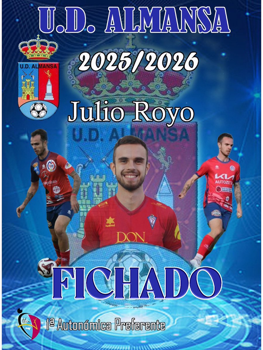U.D. ALMANSA (@udalmansa) on Twitter photo NOTICIA 💥💥💥💥💥
Julio Royo, <a href="/Iamjuliagas/">Julio José Royo Lopez</a> calidad y polivalencia para el centro del campo almanseño.
A sus 25 años Julio José Royo es todo un veterano del fútbol castellano-manchego. Centrocampista polivalente y de calidad que puede jugar en varias posiciones.
Bienvenido💙⚽️ NOTICIA 💥💥💥💥💥
Julio Royo, <a href="/Iamjuliagas/">Julio José Royo Lopez</a> calidad y polivalencia para el centro del campo almanseño.
A sus 25 años Julio José Royo es todo un veterano del fútbol castellano-manchego. Centrocampista polivalente y de calidad que puede jugar en varias posiciones.
Bienvenido💙⚽️