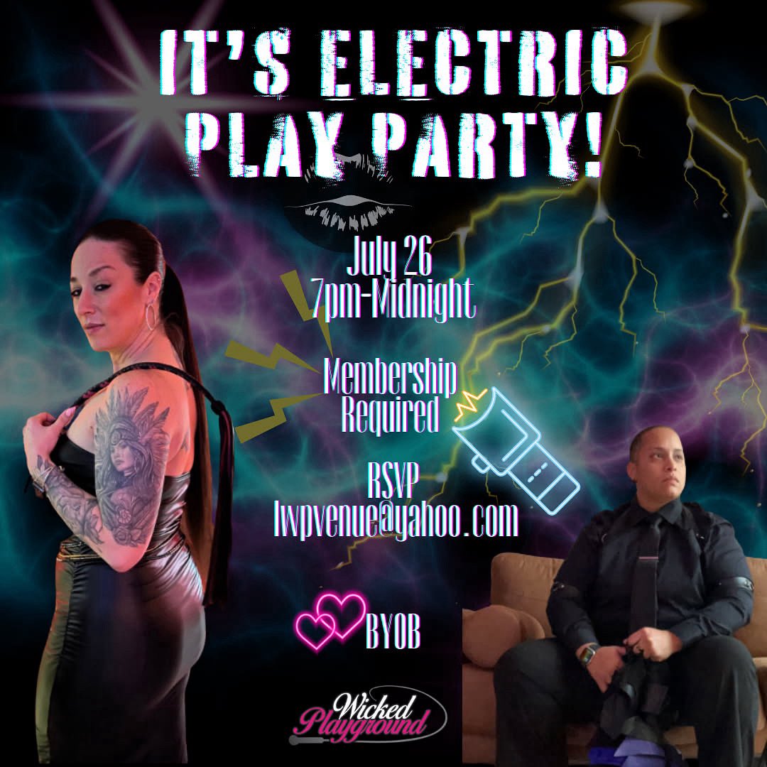 LWPlayground's tweet photo. It’s gonna be a shocking good time ⚡
Electro Play Party at LWP — July 26, 7PM–Midnight
BYOB • Membership req
RSVP: LWPvenue@yahoo.com
#KinkParty #ElectroPlay #LWP #BDSMEvents https://t.co/XjqgUGDGm8