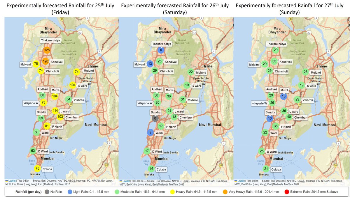 ClimateIITB's tweet image. 🚨⚠️ 🌧️☔️🌧️☔🚨⚠️
HEAVY Rainfall expected TOMORROW in most parts of Mumbai, VERY HEAVY in few.
Might reduce to Moderate the day after.
Experimental rainfall forecasts from @ClimateIITB sponsored by @HDFCERGOGIC
#MumbaiRains
Hope this helps you plan your day ahead safely...