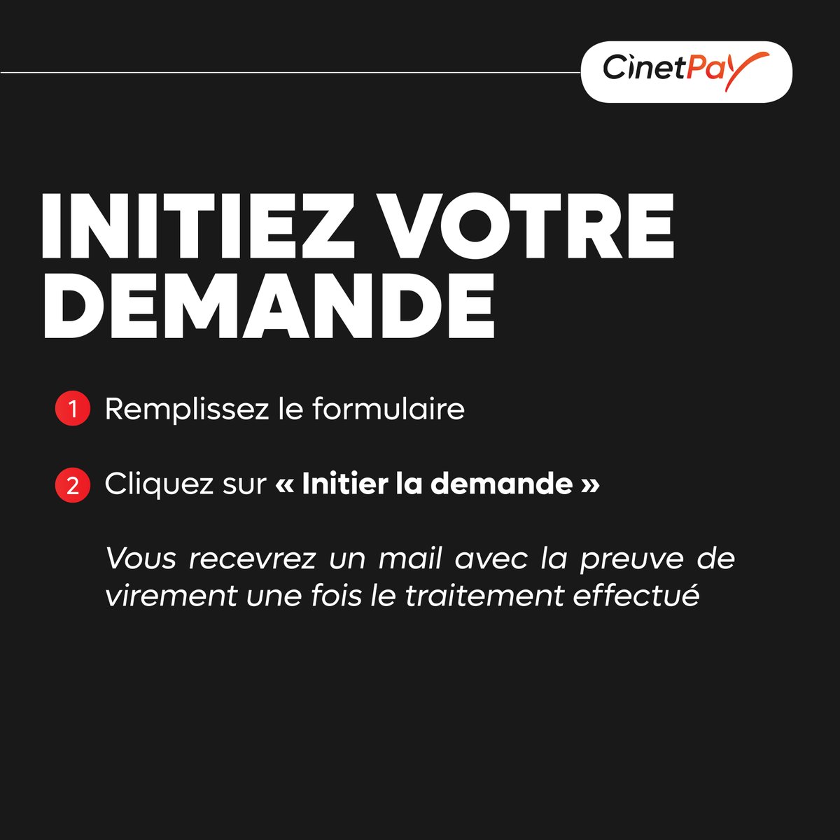 Marchands CinetPay, besoin de récupérer vos gains ? C'est facile et vous êtes aux commandes !

Suivez ces étapes pour demander votre reversement en toute autonomie :
Besoin d'aide ou de plus d'informations ? Contactez-nous :👉 bit.ly/4jesWBh