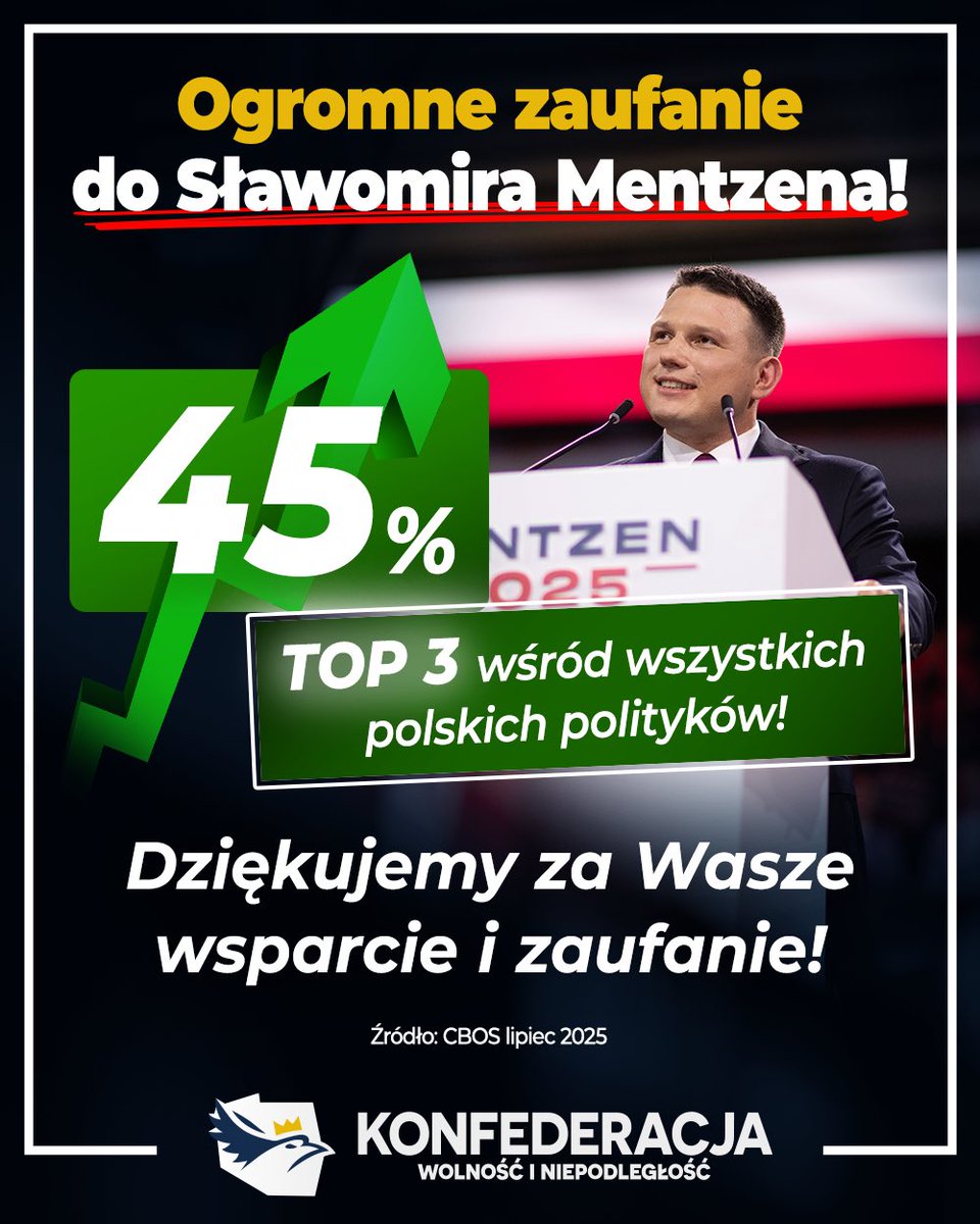 SlawomirMentzen's tweet image. Dziękuję za zaufanie!