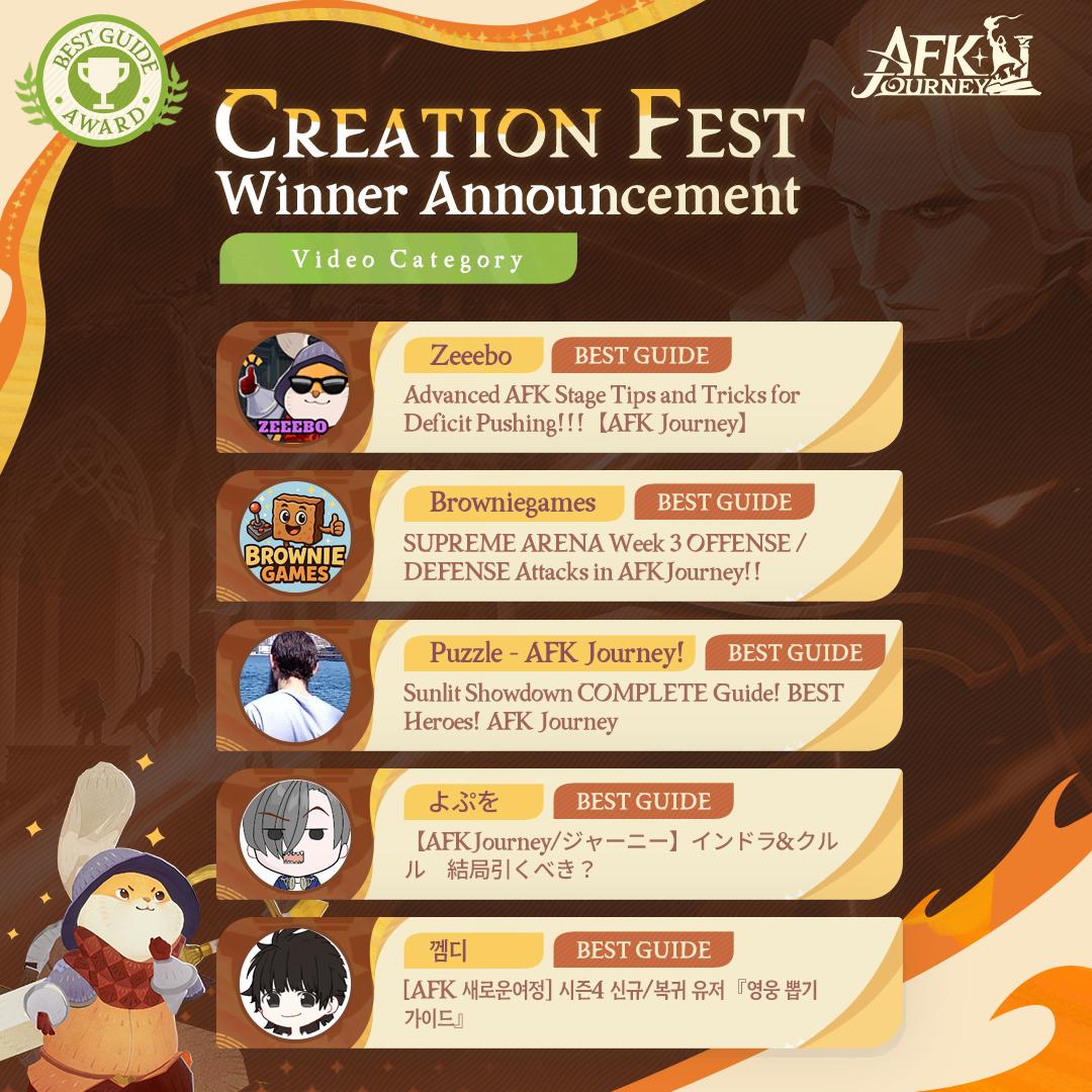 AFK_Journey's tweet image. It’s time to celebrate the winners of the Creation Fest Video Contest!
Huge congratulations to the talented creators who brought their vision to life. #AFKJourney
afkjourney-news.farlightgames.com/en/detail/119