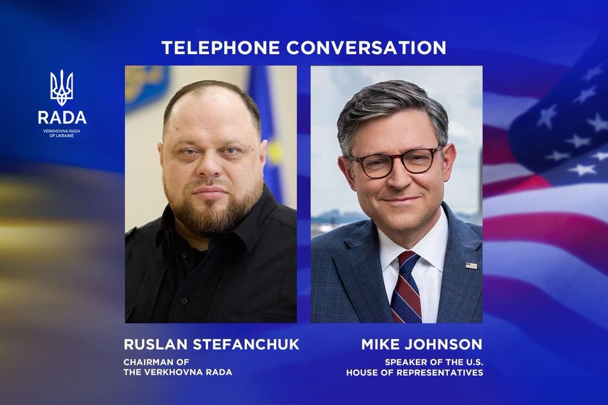 r_stefanchuk's tweet image. Had a substantive phone conversation with Speaker of the U.S. House of Representatives Mike Johnson (@SpeakerJohnson).
I expressed gratitude for the steadfast support of Ukraine and emphasised the importance of intensifying sanctions pressure on russia. We also discussed further…