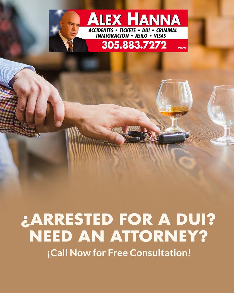 AlexHannaLawyer's tweet image. 🚨 Arrested for a DUI? Don’t face this process alone.
📞 Call now for a FREE consultation!
📍 Dial 305.883.7272
#DUI #DUIDefense #alexhanna #criminallawyer #miamiattorney #freeconsultation