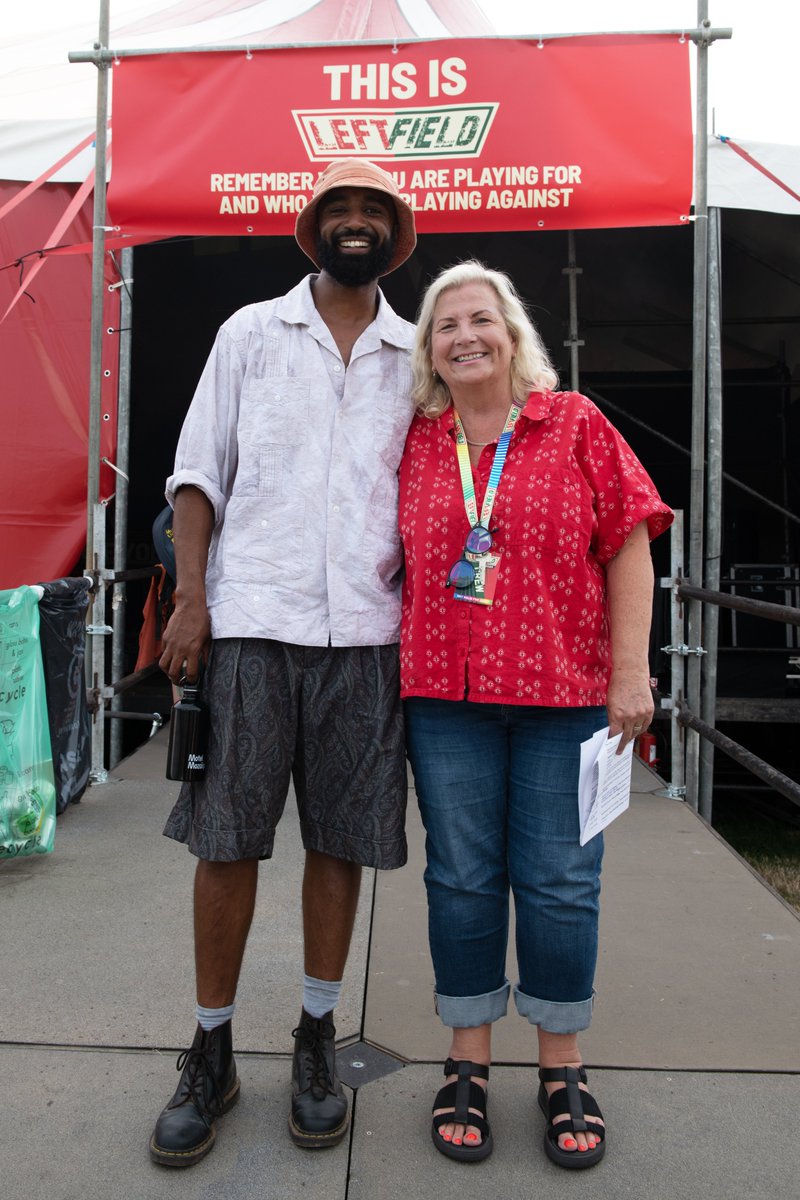 GlastoLeftField's tweet image. Inspiring &amp;amp; infectious energy from @TheHalfwayKid, both out front for his set &amp;amp; backstage [pictured with LF music programmer Juliet Wills].

With sharp storytelling, and a unique folk-style being carved in real-time, Saeed&apos;s music is on the rise!

📷 Theo Michael 🎥 Herbie Elton