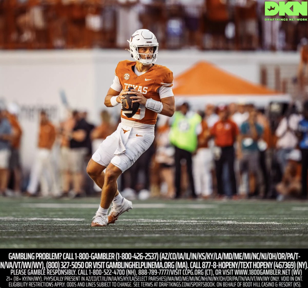 julianedlow's tweet image. The Longhorns are racking up the ticket count at @DKSportsbook:
🏈 Texas (+550) Natty: 21% ticket count, but just 12% handle
🏈 Texas (+270) SEC: 57% ticket count almost triple any other team, but just 29% handle
🏈 Arch Manning (+650) Heisman: 34% ticket count more than…