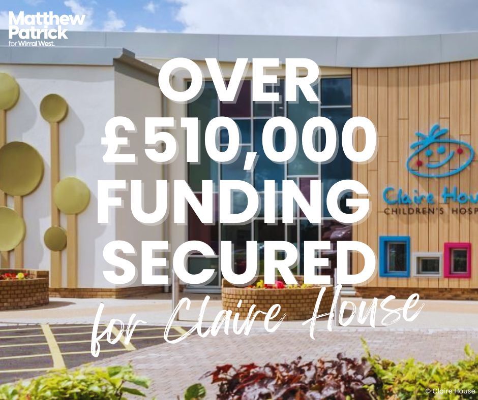 Matthew_Patrick's tweet image. Both Wirral St John’s and @ClaireHouse provide such invaluable support in our community for people with life-limiting conditions and their loved ones.
I’m so pleased that this Labour Government has allocated such important funding to our hospices – it will make a real…