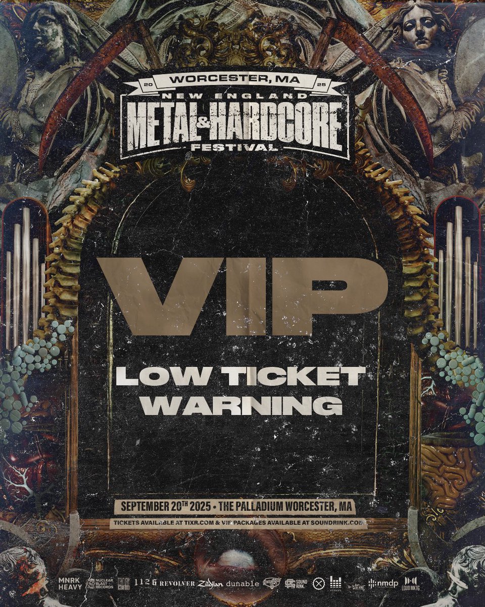 🚨 LOW TICKET WARNING for New England Metal &amp; Hardcore Festival VIP tickets 🚨 Head over to metalandhardcorefest.com and secure yours before they’re gone!