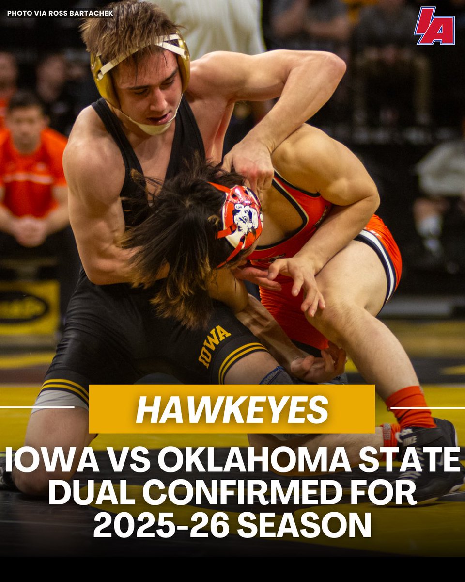 rossbchek's tweet image. 📅 Scheduling note:
Oklahoma State confirms there will be a dual with the Iowa Hawkeyes during the 2025-26 season.
Not a shocker, but confirmation the rivalry will continue on for yet another season.