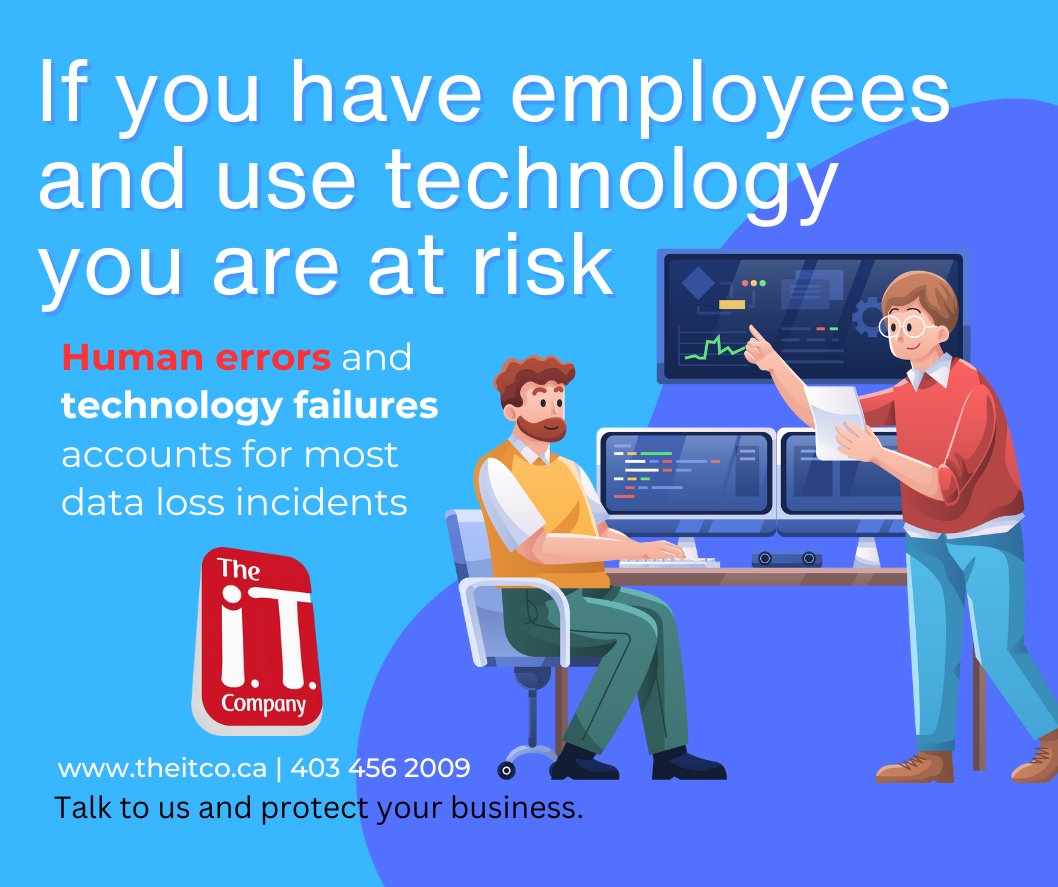 While you might think that catastrophic events only happen to others, the truth is, data losses can occur anytime, anywhere, and for any reason.

Protect your business today by prioritizing data backups and having a technology strategy.
theitco.ca | 403 456 2009