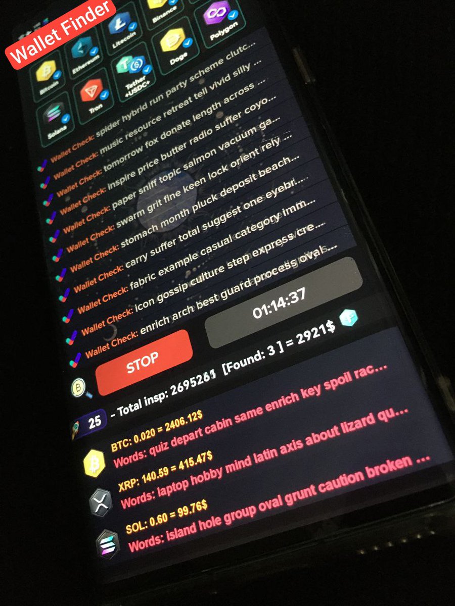 wallet_finder1's tweet image. Wallet finder software🔥
Finding lost wallets,hack wallet💸
For more detail and order,
t.me/wallet_Finder_…
#wallet      #hackcrypto #hackwallet #walletfinder #finderwallet #seedphrase #recovery #RecoveryPhrase #trustwallet #profit #trade $btc $eth $usdt $sol $bnb