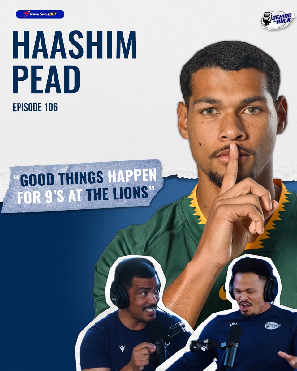 From Bo-Kaap to Bok Camp 🇿🇦
Haashim Pead joins us on Behind the Ruck to talk Springbok call-up, Lions move, U20s, and big goals 🏉🔥
Now live on YouTube! 🎙️ 

youtu.be/CWgAkDZyVlE?si…

#BehindTheRuck #RuckersUnite #Springboks