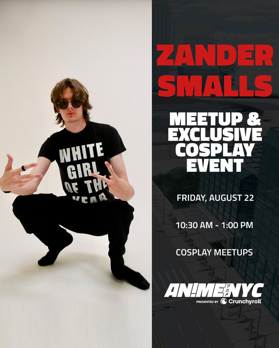 animenyc's tweet image. 🍎 PROGRAMMING ANNOUNCEMENT 🍎
Join online sensation ZANDER SMALLS in Destination Cosplay on Friday of Anime NYC! Details will be revealed soon! 🤫
📲 GET EXCLUSIVE ACCESS TO THE SCHEDULE: loom.ly/qThC2fU
🎟️ LIMITED BADGES LEFT @ animenyc.com/badges