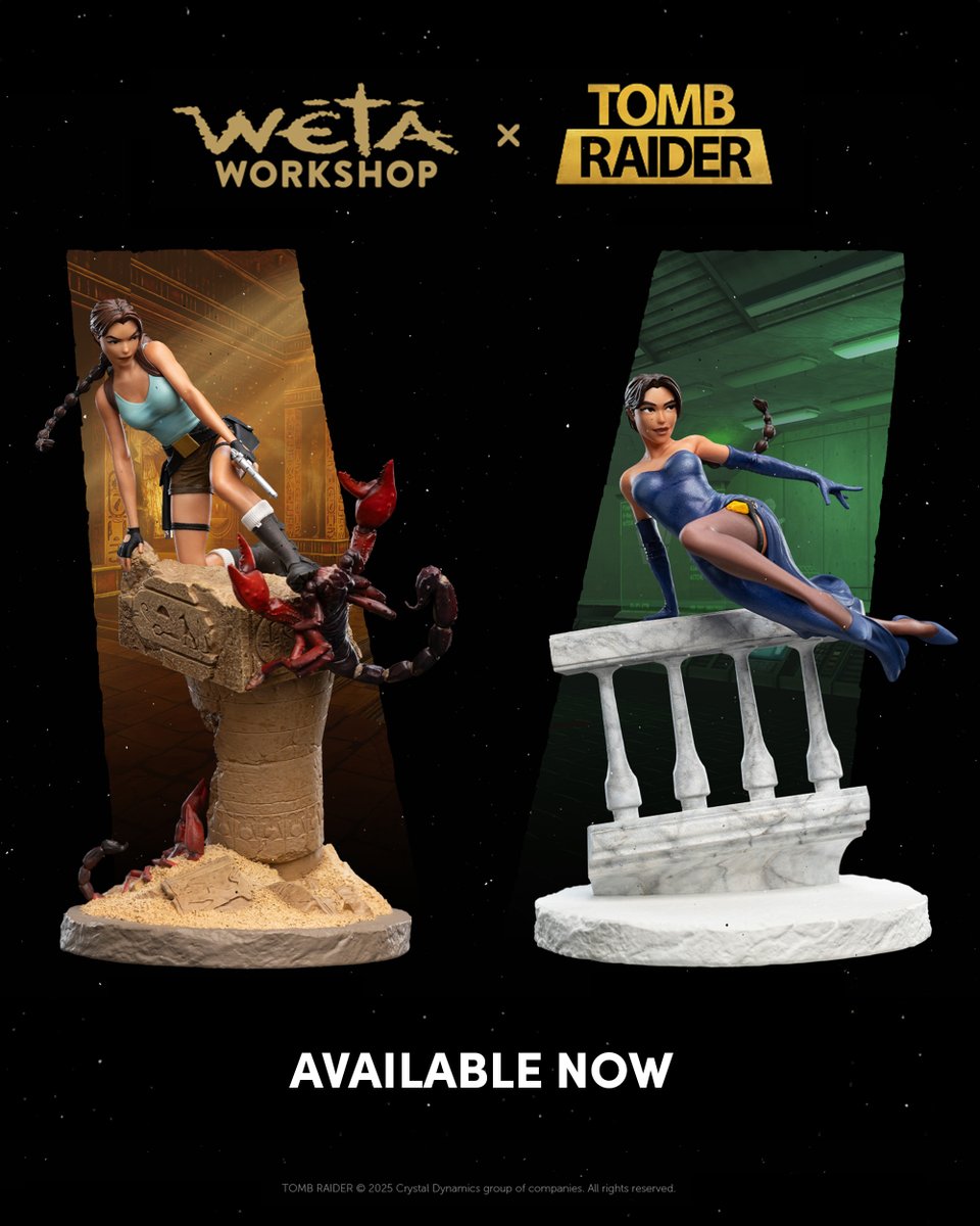 tombraider's tweet image. Two limited edition miniature Lara Croft collectibles have arrived from @wetaworkshop. 'The Ruins Of Revelation' captures her in the heat of Egypt, while 'A Deal At The Opera' shows her mid-escape out of an opera house: wetanz.com/us/brands/tomb…
And another is COMING SOON. 'The…