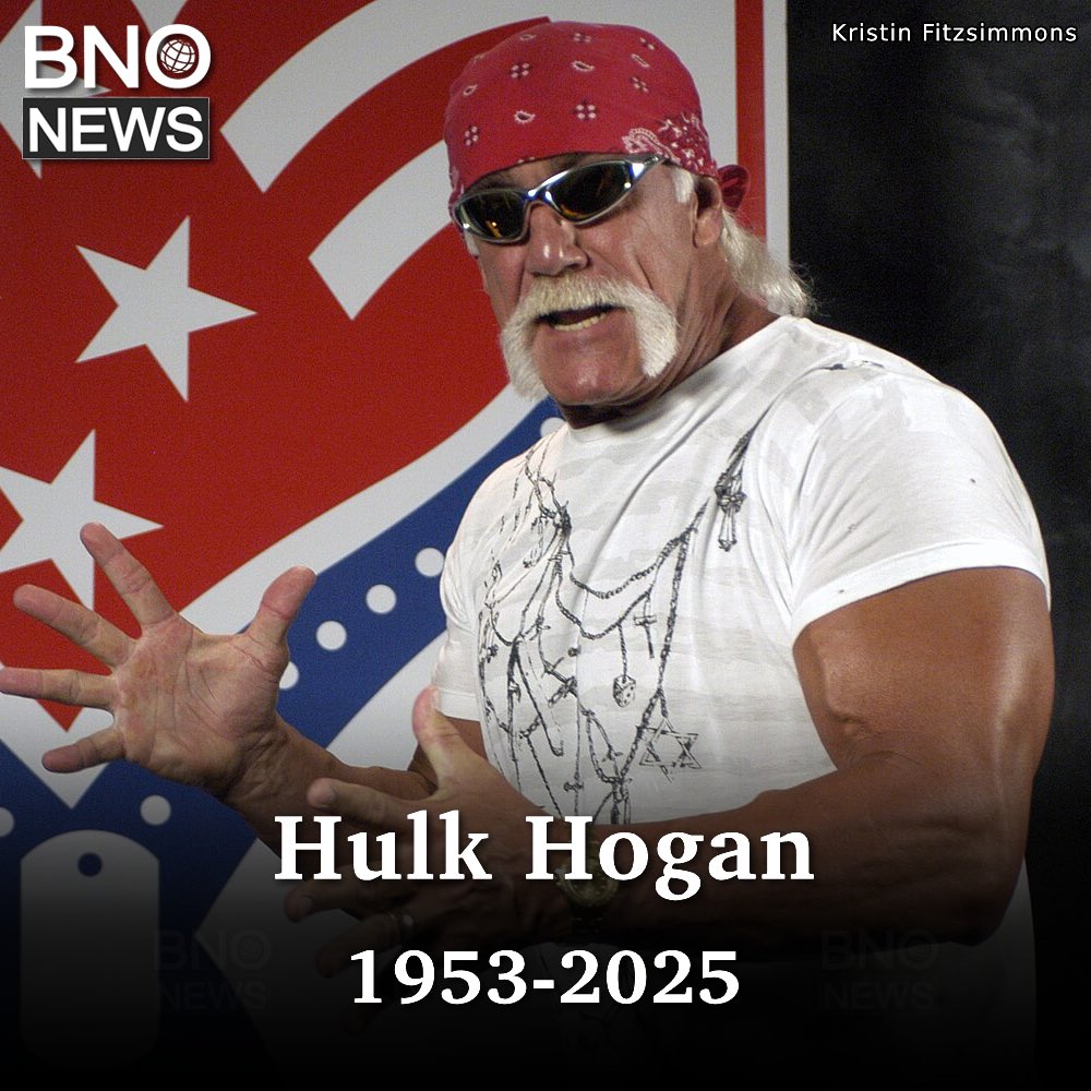 BNONews's tweet photo. Hulk Hogan, the legendary wrestler, has died at his Florida home. He was 71 https://t.co/71kXYgOaHr