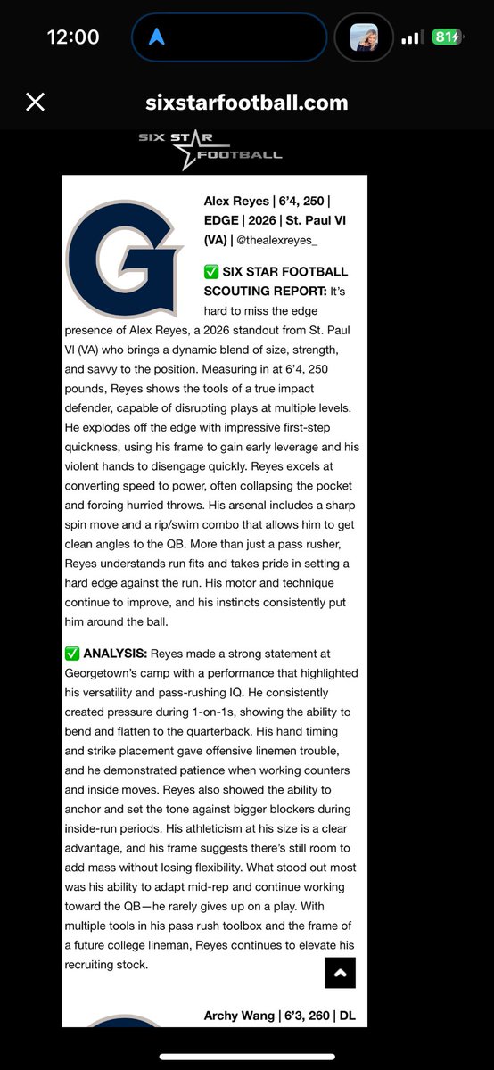 thealexreyes_'s tweet image. Thank you @sixstarfootball for all the write ups!
@CoachGrandizio @coachevanspvi @CoachDePorter @pvifootball @TonyTrisciani @West4theWin @Only1CamSpence @coachsgarlata @LevernBelin @PeteShinnick @C_Ellis85 @coachnoel67 @RussHuesman