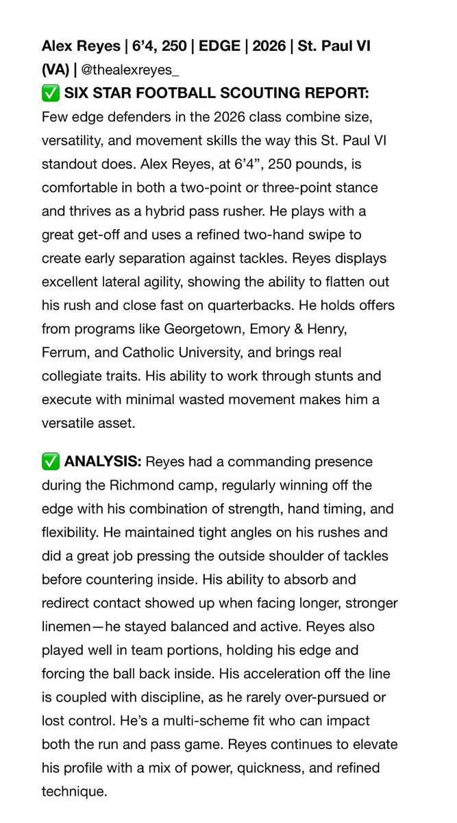 thealexreyes_'s tweet image. Thank you @sixstarfootball for all the write ups!
@CoachGrandizio @coachevanspvi @CoachDePorter @pvifootball @TonyTrisciani @West4theWin @Only1CamSpence @coachsgarlata @LevernBelin @PeteShinnick @C_Ellis85 @coachnoel67 @RussHuesman