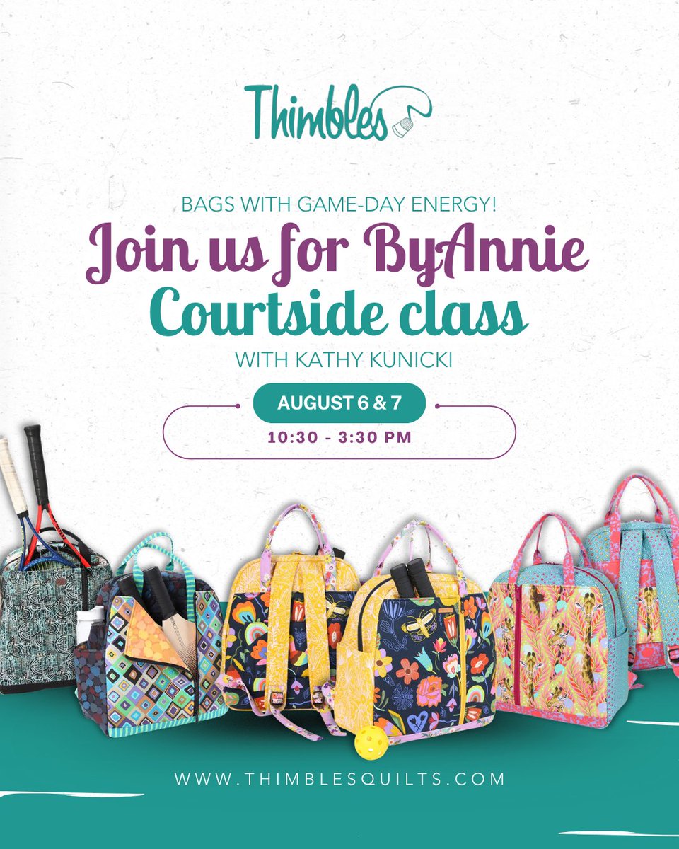 thimblesquilts's tweet photo. Who's up for a game of pickleball??
https://t.co/ySWO8CAfsf 

On August 6 &amp; 7, we're making the Courtside bag from ByAnnie, perfect for carrying rackets, balls, and gear. https://t.co/meOINroASm