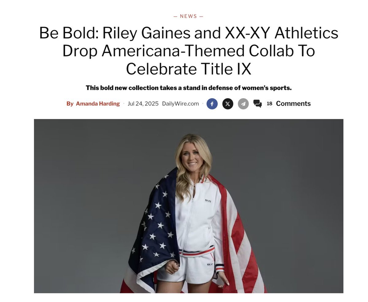 All-American grit. 
That's <a href="/Riley_Gaines_/">Riley Gaines</a> 
Proud of this new collection. 
Dropped today.