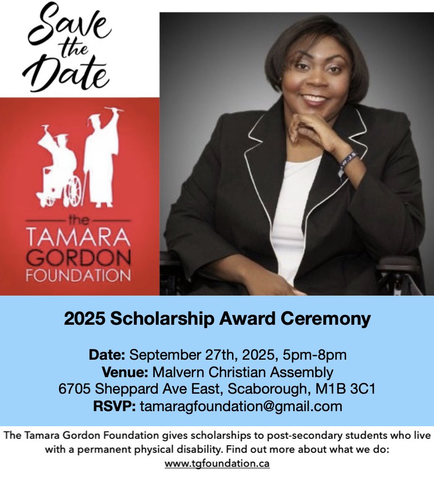 tgfoundation13's tweet photo. TGF Supporters, it’s our 12th Annual TGF Scholarship Reception. Please save the date and RSVP so you can come out and give encouragement to support our amazing 2025 Scholarship Recipients.
.

.
#tamaragordonfoundation #charity #disability #college #university #highereducation https://t.co/C2ULyDQqDB