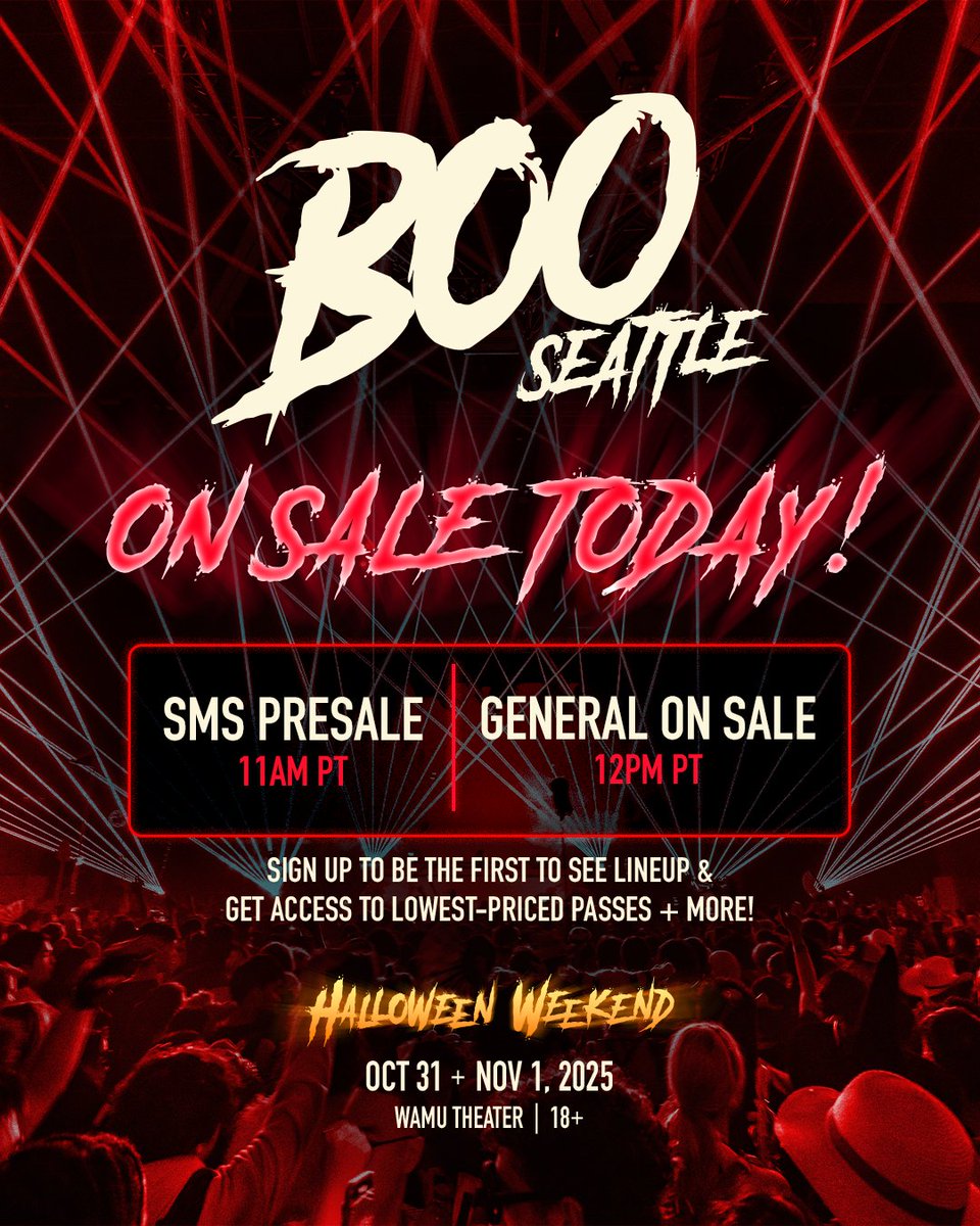 Trick or Treat! 👻 Two day passes go on sale TODAY! Presale begins at 11AM PT, General On Sale at 12PM PT! 😱

Make sure you signed up for presale and your whole rave fam has notifications ON! 🚨 →  insom.co/boo-sms