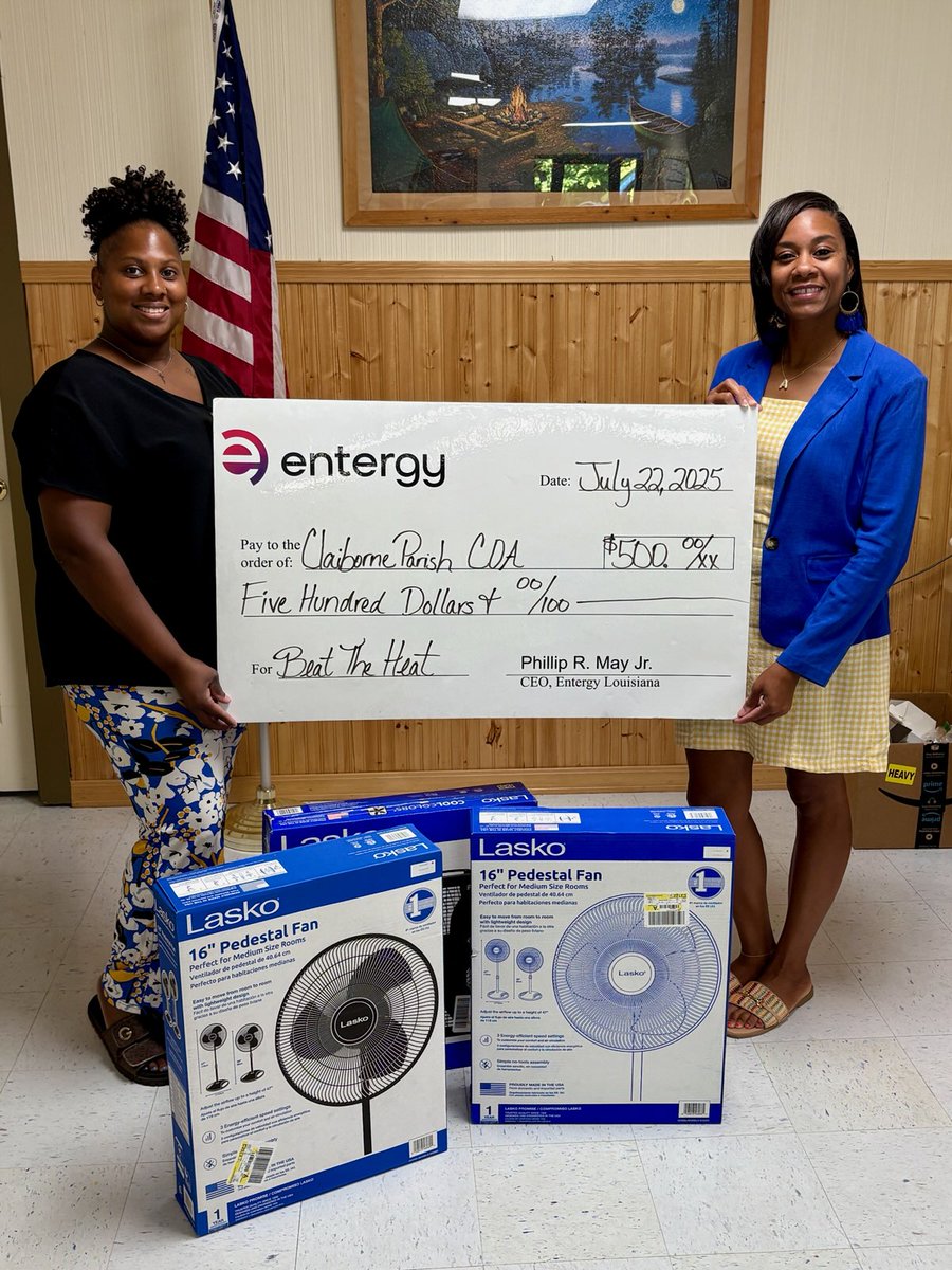 EntergyLA's tweet image. Earlier this week we brought our ‘Beat the Heat’ giveaway to the Claiborne Parish Council on Aging in Homer, Louisiana. Working in our communities and giving back to where we live and serve Is not only what we do as a company, but it's part of our commitment to YOU.…