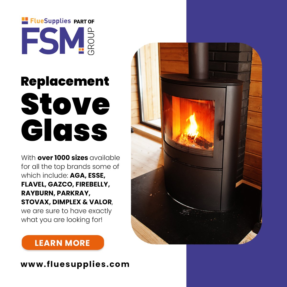 🔥 Replacement Stove Door Glass – Now Available for wood burning and multifuel stoves. Heat resistant to 800°C+, with 1,000+ sizes for top brands like AGA, ESSE, GAZCO, STOVAX &amp; more. Learn more fluesupplies.com/accessories/st… #stove #LogBurner #StoveGlass #FlueSupplies #stovemaintenance