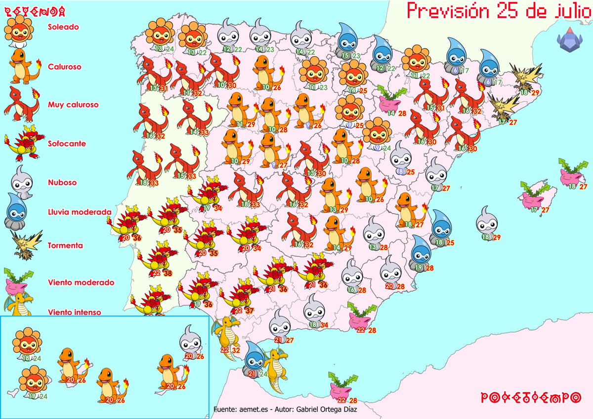 🌧️Mañana la inestabilidad quedará relegada a lluvias débiles en el Cantábrico oriental, Pirineos y litoral mediterráneo, aquí sobre todo por la mañana.
🔥En el resto dominará la estabilidad, pero el calor potente sólo aparecerá por el suroeste.