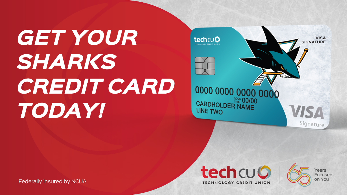 Show off team pride + enjoy exclusive member benefits with our stunning Tech CU co-branded cards:

-Sharks debit or credit cards 
-Barracuda debit cards

Learn more: ow.ly/WaXJ50WkJYn
Federally insured by NCUA