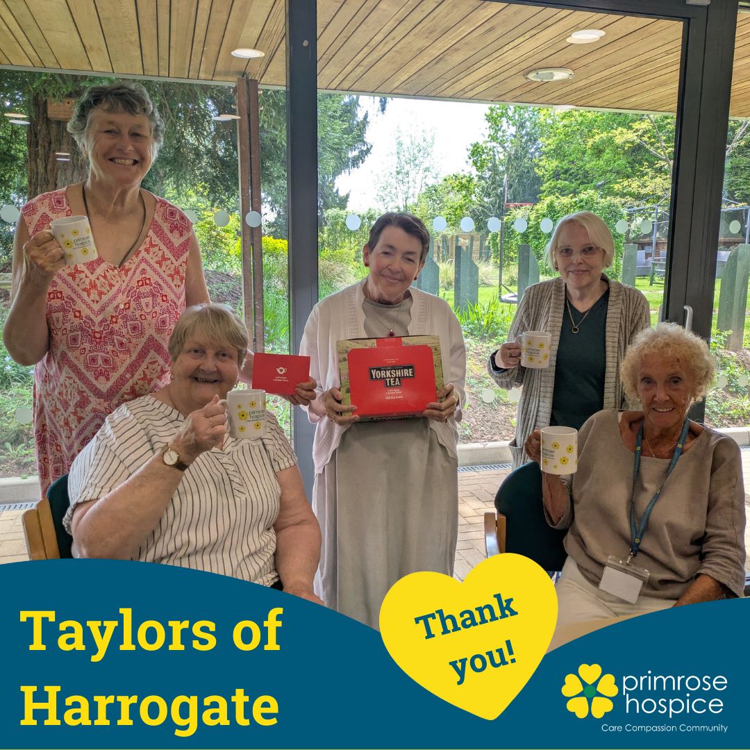 Today's #ThankfulThursday goes to Taylors of Harrogate who kindly donated a big box of tea bags to Primrose, which should hopefully keep our groups going for a while! 🍵➡️ primrosehospice.org