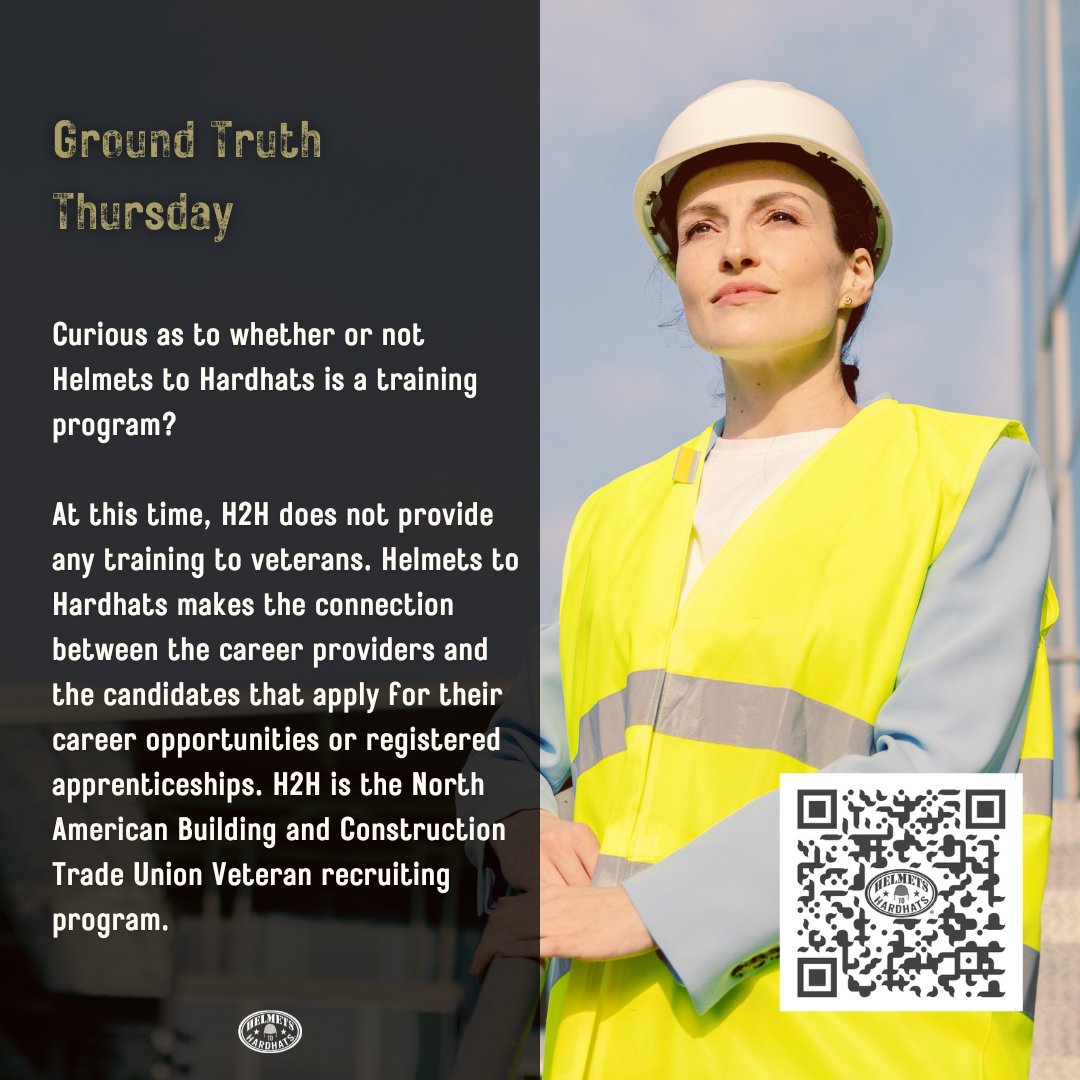 HelmetsHardhats's tweet image. Helmets to Hardhats connects Veterans to career opportunities and apprenticeships — we’re not a training program, we’re your link to the trades. Visit hubs.ly/Q03vDR8D0 or scan the QR code to learn more.