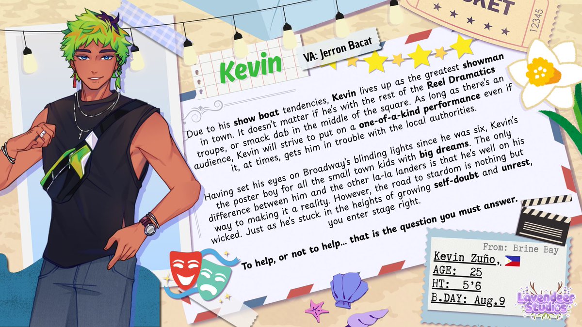 LavendeerStudio's tweet image. 🎭 Character Introduction 🎤
Meet Kevin, Brine Bay’s brightest star! Whether he’s onstage or simply passing through the town square, he has a way of turning every moment into a spectacle.
He’s always known where he’s headed: Broadway. But lately, the pressure behind the curtain…