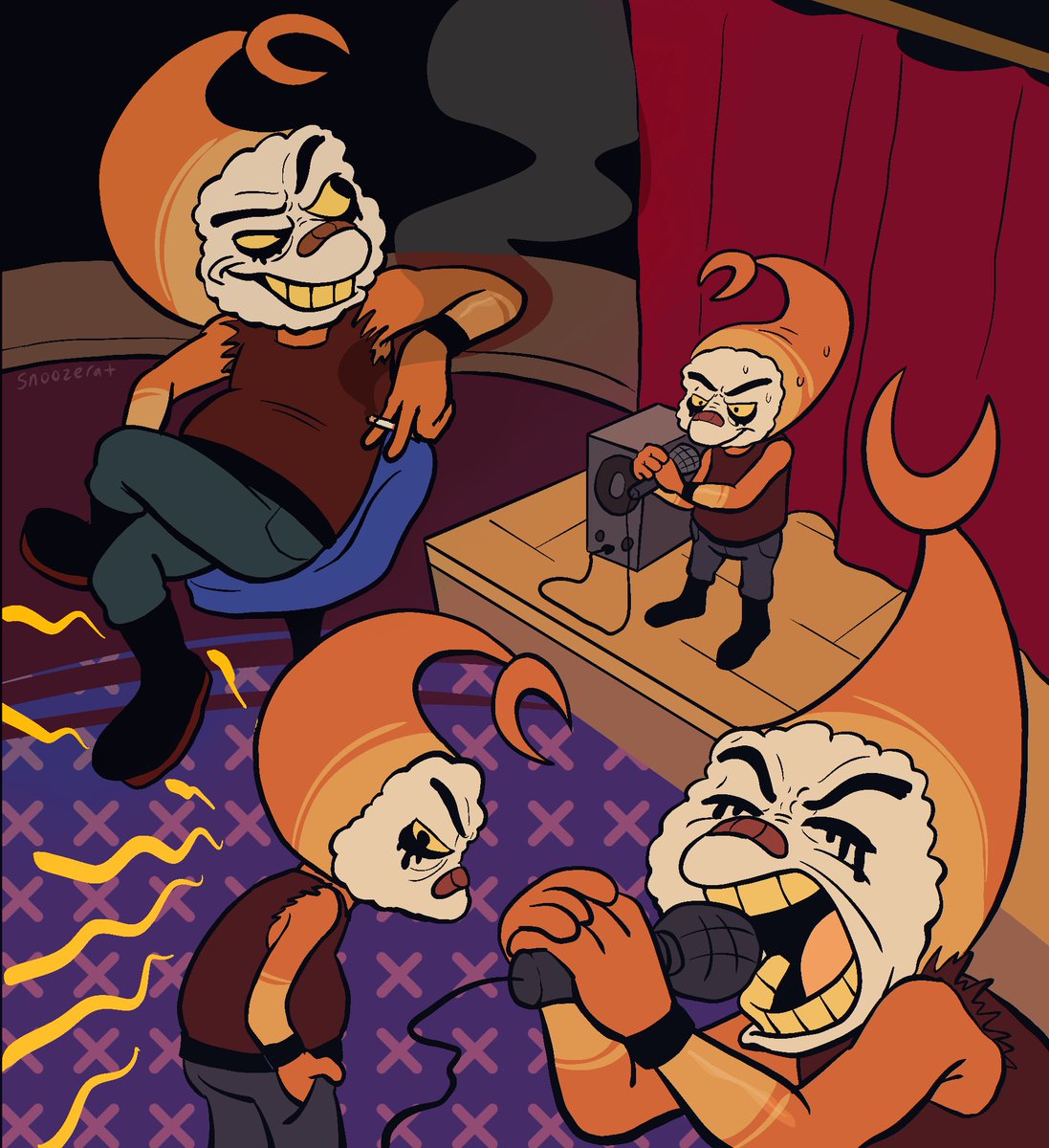 SnoozeRat's tweet image. Au where the cartoon bully from the 80’s tries to become a serious artist #shrimpo #dandysworld