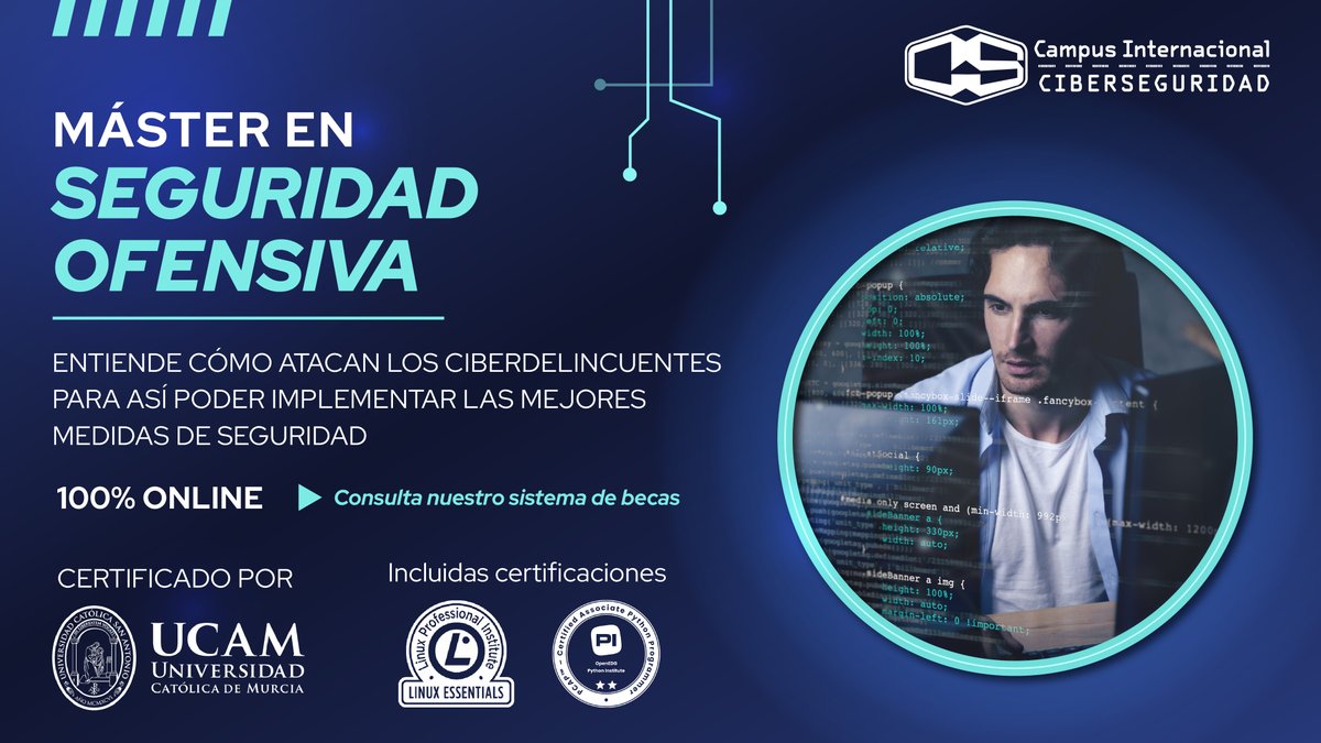 CampusCiberseg's tweet image. ¿Trabajas en #ciberseguridad a nivel internacional?
Este #máster te proporcionará una visión integral de la #SeguridadOfensiva, enseñándote a identificar y explotar #vulnerabilidades desde cualquier parte del mundo.
campusciberseguridad.com/masters/master…