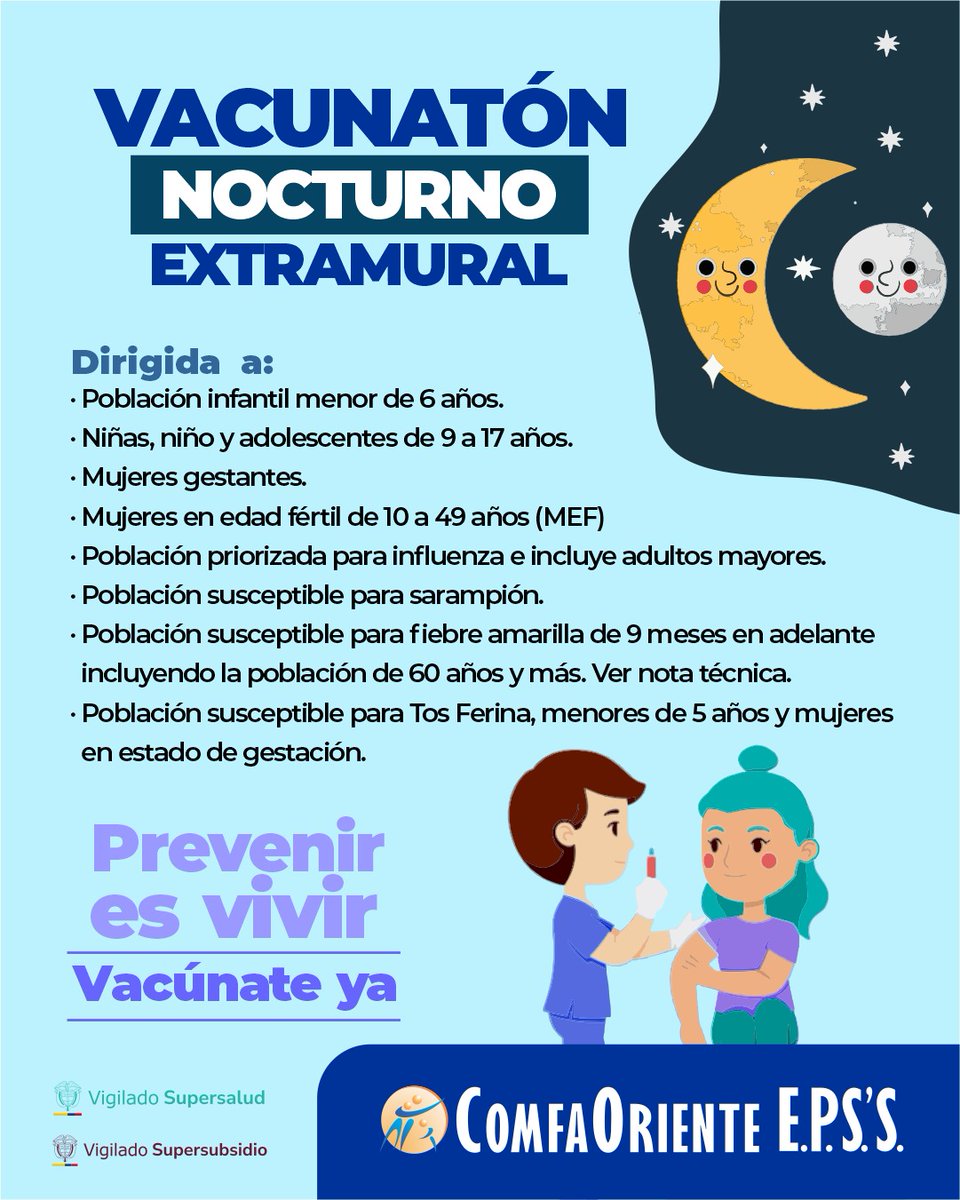 👨‍⚕️ Vacunatón nocturno extramural 💉

¡Prevenir es vivir, vacúnate ya!

#ComfaOrienteEPS