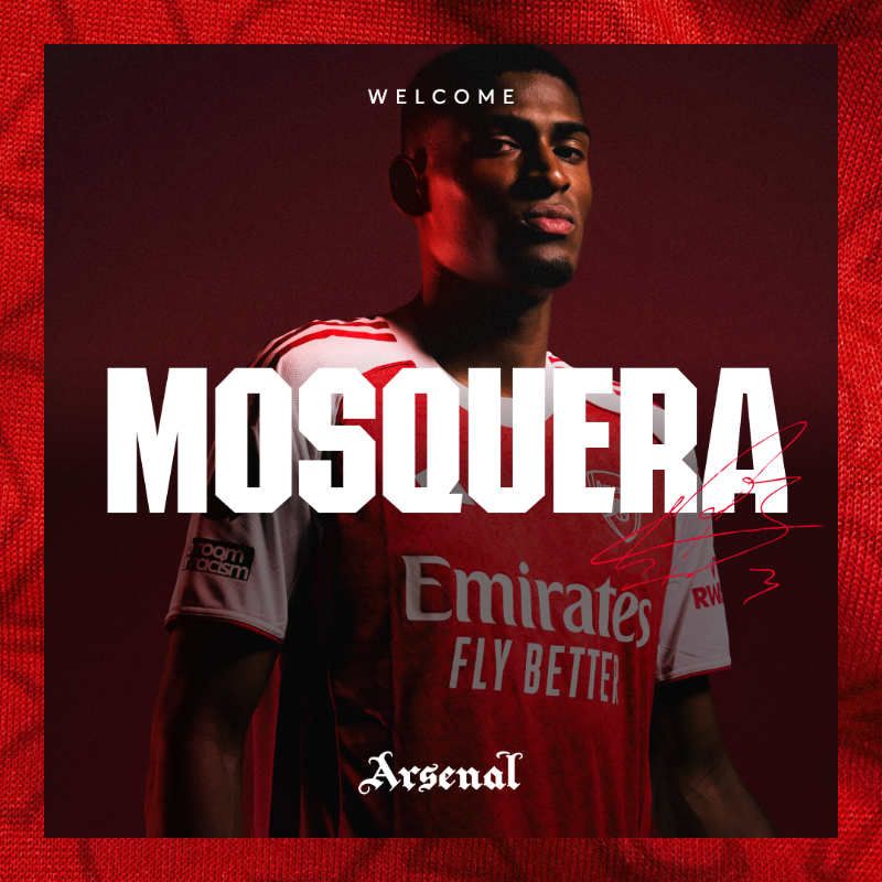 Arsenal's tweet photo. Welcome to The Arsenal, Cristhian Mosquera 💫