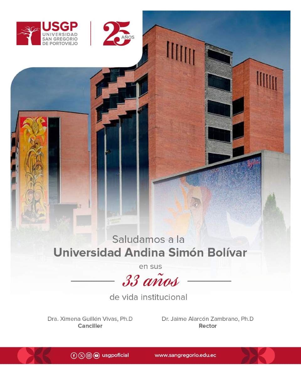 USGPOFICIAL's tweet image. Nuestra #USGP saluda a la Universidad Andina Simón Bolívar por sus 33
años de vida institucional al servicio de la educación superior ✨❤️.
Éxitos y felicitaciones 🤝.