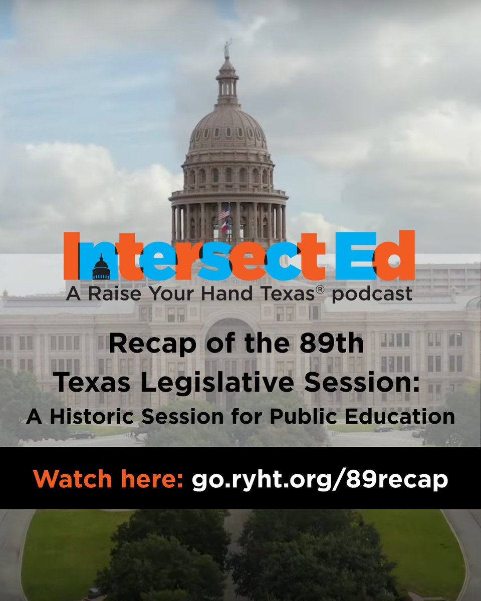 RYHTexas's tweet image. Texas lawmakers are back in Austin—and the decisions could have huge impacts to student testing and our schools' accountability system.
Our last Intersect Ed podcast recaps the 89th Legislative Session, breaking down the bills and budget decisions that brought us here. Watch the…