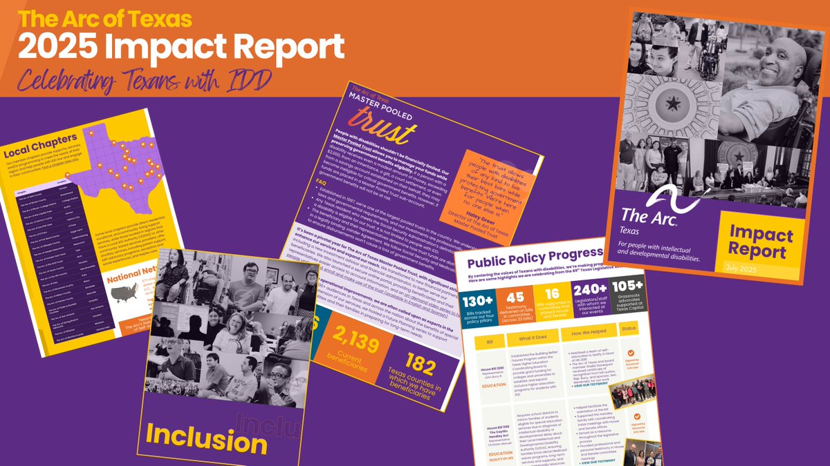 Our 2025 Impact Report is a celebration of Texans with IDD -- just in time for #DisabilityPrideMonth! Check it out: ow.ly/LKWm50WqSEy

#DDAwareness #DisabilityRights #DisabilityJustice #AdvocacyInAction #IDD #TxLege @thearc_us
