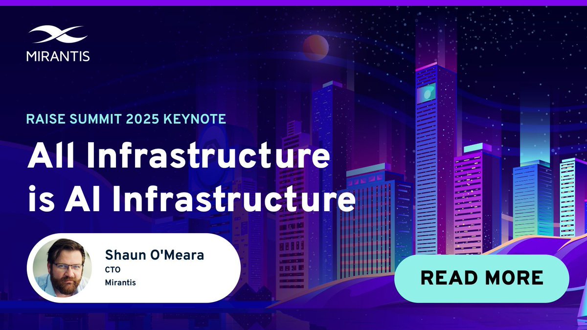 MirantisIT's tweet image. AI is no longer a specialty, it’s a new core competency.
In this keynote from RAISE Summit 2025, Mirantis CTO Shaun O’Meara delivers a compelling message: All Infrastructure is AI Infrastructure.
Applications are evolving from static, rules-based tools to adaptive,…