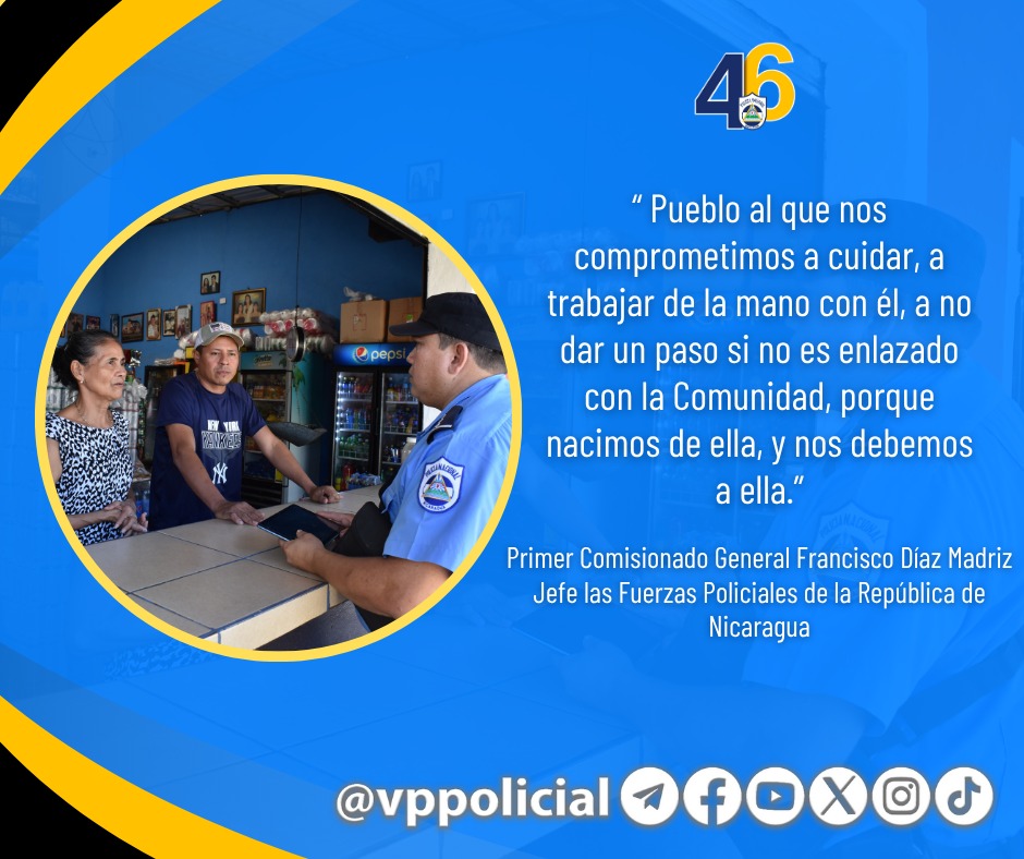 #Nicaragua 

Somos garantes de la Paz, de la tranquilidad, de la Seguridad y estabilidad del pueblo que nos vio nacer hace 46 años. 

#JuntoALaComunidad