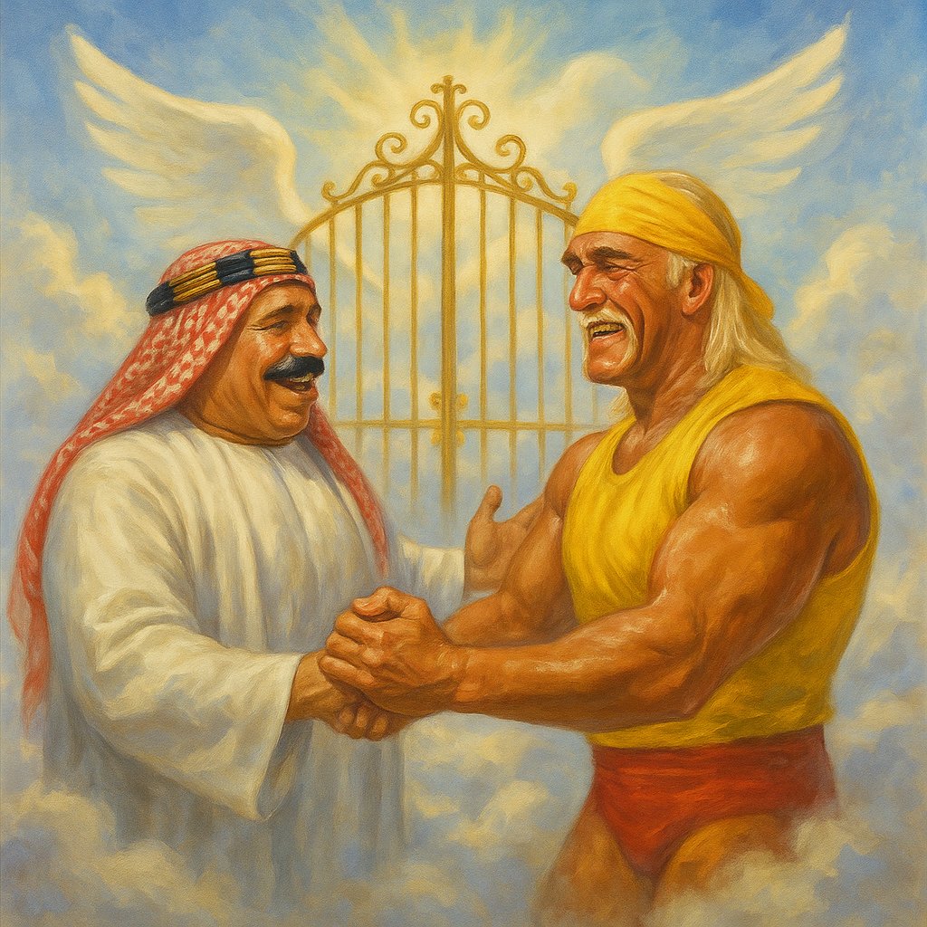 Jamie (@goebbe) on Twitter photo Today <a href="/the_ironsheik/">The Iron Sheik</a> truly humbles <a href="/HulkHogan/">Hulk Hogan</a> . Been a tough week for childhood memories. Today <a href="/the_ironsheik/">The Iron Sheik</a> truly humbles <a href="/HulkHogan/">Hulk Hogan</a> . Been a tough week for childhood memories.