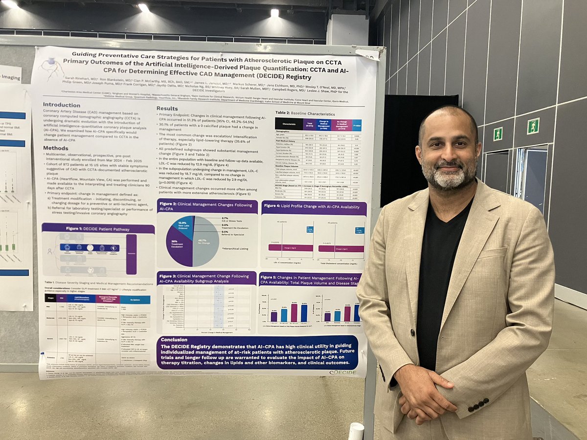 StFrancis_LI's tweet image. Congratulations to Drs. Omar Khalique and Ziad Ali, site investigators in the DECIDE trial, presented last week at the SCCT Meeting in Montreal.  Heartflow, Inc., developed this AI technology to assess coronary artery disease (CAD).