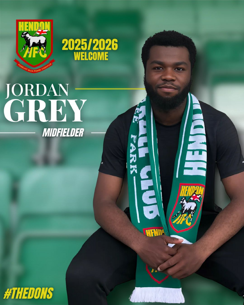 HendonFC's tweet image. ✍️ Jordan Grey signs on!

Midfielder Jordan Grey has joined the club after impressing on trial this summer 🔥

He joins from Broadfields United, having previously been with Bristol Rovers and Huddersfield Town as a youngster!

Welcome aboard Jordan! 💚

Jordan’s kit is now…