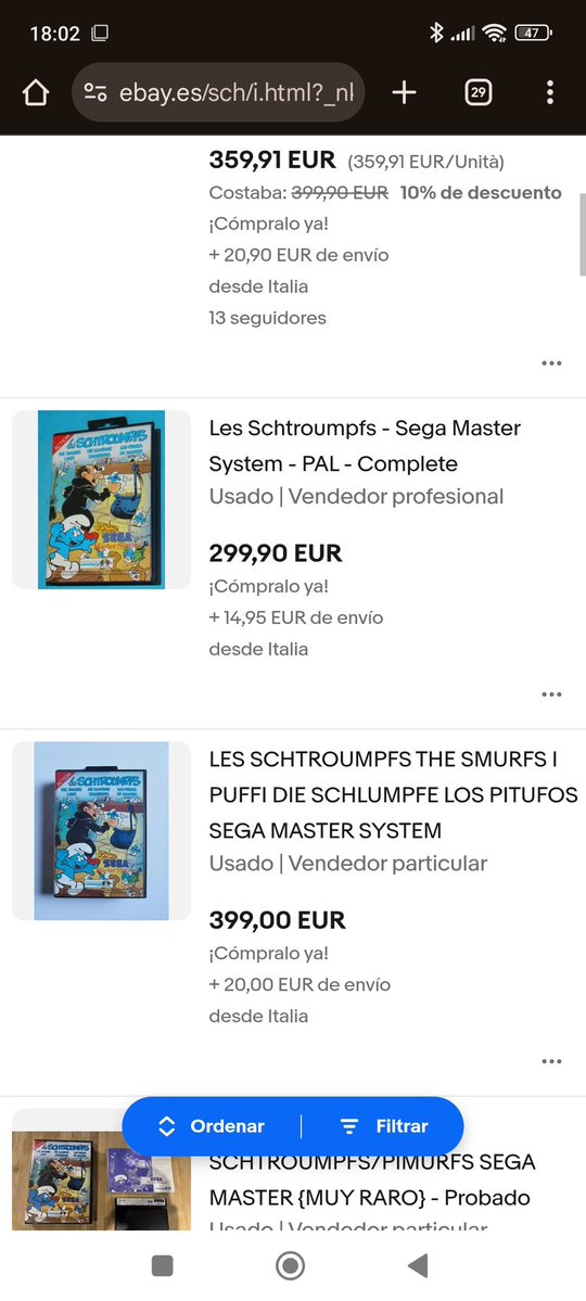 v4kala's tweet image. Gente que colecciona juegos de Master system una duda: el juego de los pitufos, es tan raro/codiciado como parece? Es que siempre lo he visto a unos precios muy muy locos