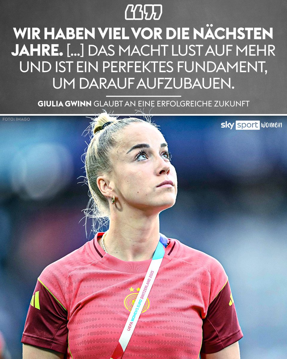 SkySportDE's tweet image. Die verletzte Kapitänin Giulia Gwinn hat dem deutschen Nationalteam nach dem bitteren EM-Aus im Halbfinale eine erfolgreiche Zukunft vorausgesagt. Eine "solche Truppe" habe sie noch nie erlebt. "Wir haben eine unfassbar gute Grundlage gelegt."
Nach dem Ausscheiden gegen den…